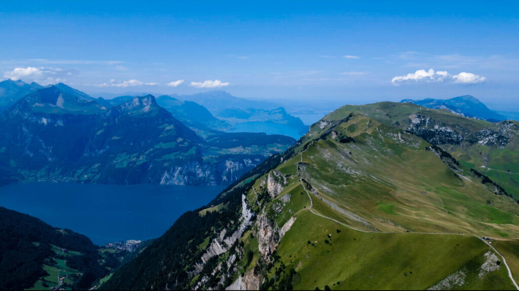 Stoos Ridge hike drone shot